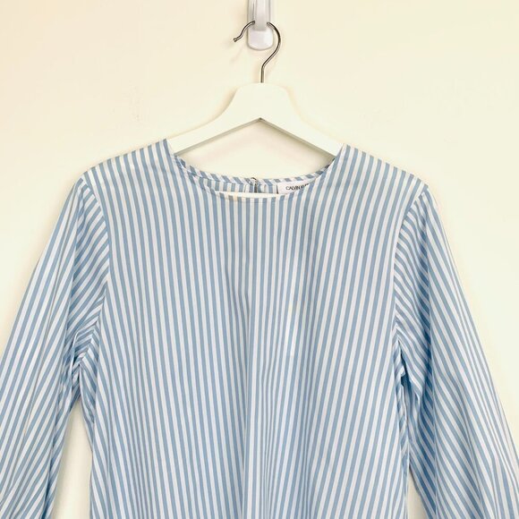NWT Calvin Klein Striped Tie-Cuff Poplin Top Size M - Picture 5 of 15